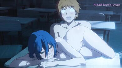 Lízání mokré kundičky a hlasité, třesoucí se orgasmy ve třídě (anime hentai)