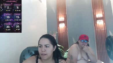 Dvě prsaté BBW lesbičky předvádějí na webkameře svá obrovská přírodní prsa
