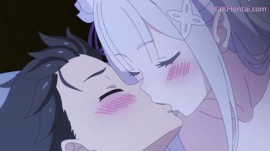 Prsatá stříbrovlasá elfka Emilia jezdí a kouří v necenzurovaném hentai