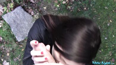 Šukání v podvečer venku s náruživou brunetkou